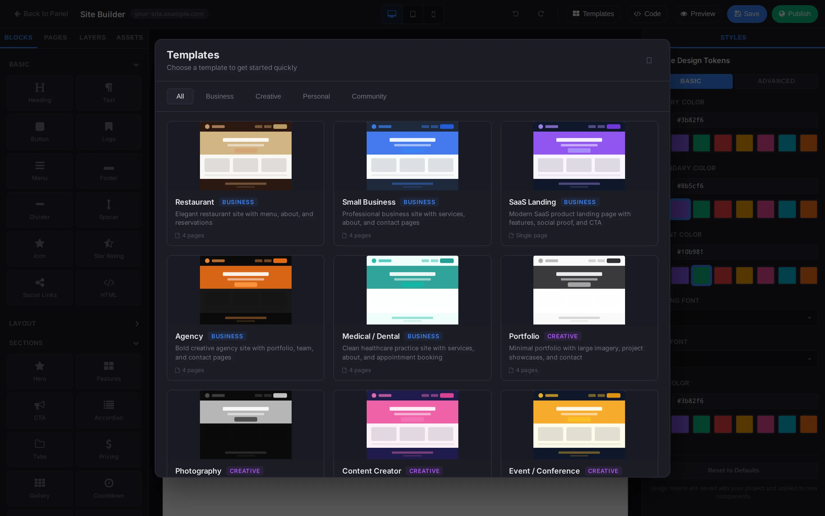 Templates picker